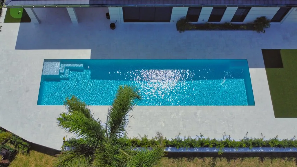 Pool and deck from above, custom pool builder in North Palm Beach, FL