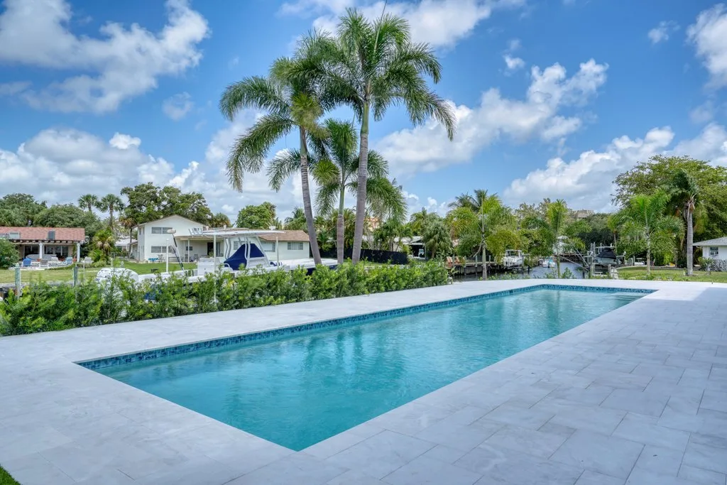 Finished pool with waterfront views, custom pool builder in North Palm Beach, FL